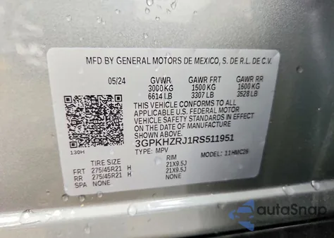 2024 Honda Prologue Elite z USA, uszkodzony, nr VIN 3GPKHZRJ1RS511951